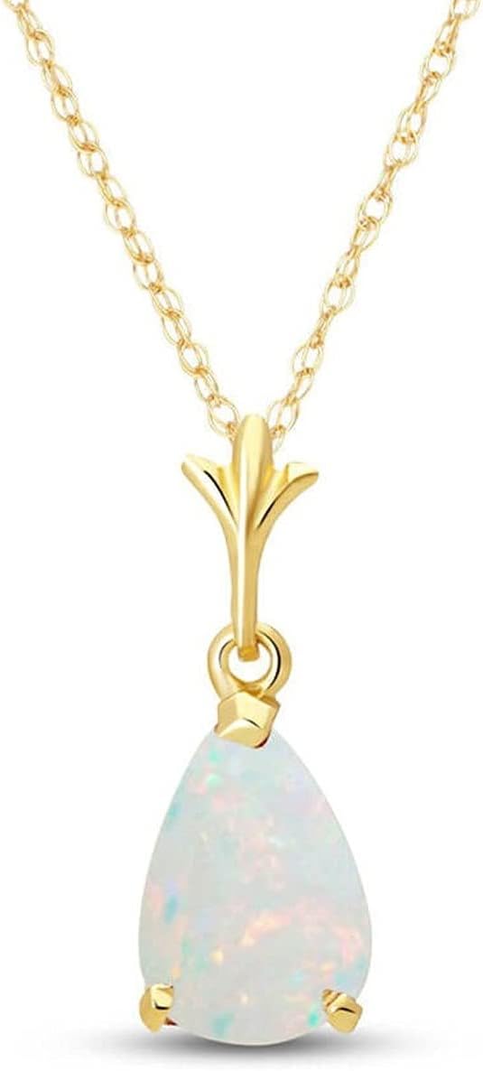 Galaxy Gold GG 14k 20" Yellow Gold Natural Pear-shaped Opal Drop Pendant Necklace