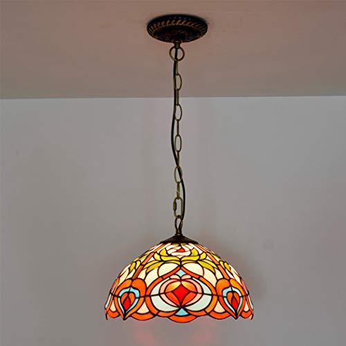 Lustre Tiffany suspendu avec plafonnier en verre coloré rétro pour chambre et couloir