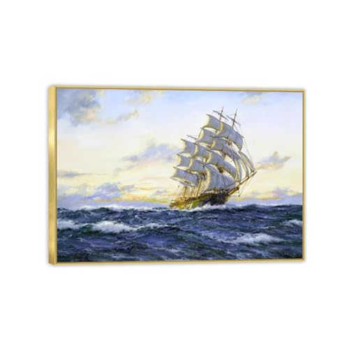 Art mural toile ocean RYLJCZ tableau voilier abstrait pour salon moderne