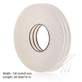 Zonon 3 Rolls Double Sided Foam Tape PE Roll Double Faced Sponge Adhesive Mounting Tape(1/8 Inch by 50 Feet,White)