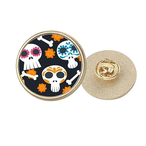 Broche fleur mexique ronde en métal doré clip taille M pour veste