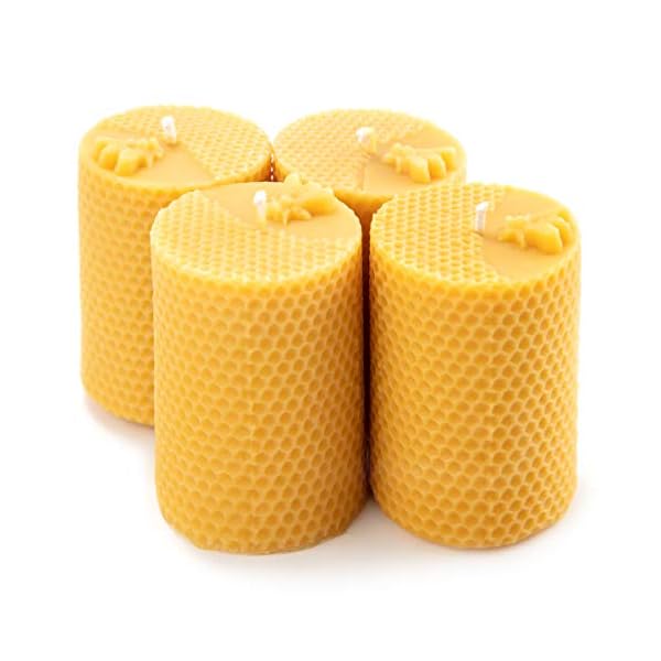 Honey by George Bienenwachskerzen 4 Stück PACK Dicker Wabenkerzen Honigkerzen aus 100% Bienenwachs von Imker…