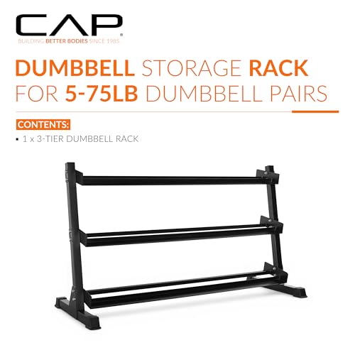 Image of CAP 60-Inch 3-Tier Hex Dumbbell Storage Rack, Holds 5-75lb Pairs