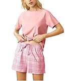 Stoff: Unsere Zweiteilige Pyjamas Set Outfit Set ist aus Weiches Material, durch einen Langzeittest, Wählen Leichteren und Weicheren Stoff , Dehnbare Gefühl, Was Strukturierter und Schlanker in Form Sein Kann, Steigerung ihres Home-Stils und Street-Stils.BITTE BEACHTEN SIE: Bitte beachten Sie vor der Bestellung das Größenmaß