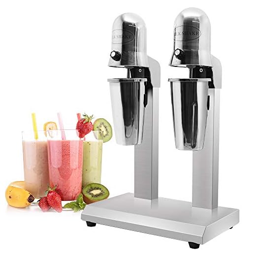 CGOLDENWALL Commercial Milkshake Maker Stainless Steel Drink Mixer Milkshake Machine Tea Shop Special Mixer Milk Foam Tea Snowstorm Machine (Double Spindles with 4 cups)