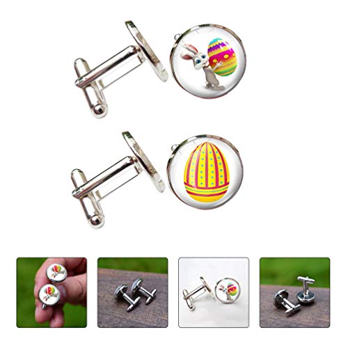 SOIMISS Páscoa Páscoa Coelho de Vidro Abotoaduras para Homens Marido Pais Abotoaduras Jóias Dia Dos