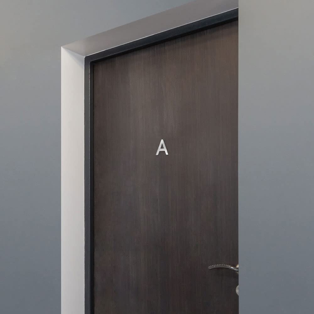Número y letra de la calle, número de la puerta o número de la casa, de acero inoxidable Plata brillante, con soporte adhesivo, de 76 mm de altura (A)