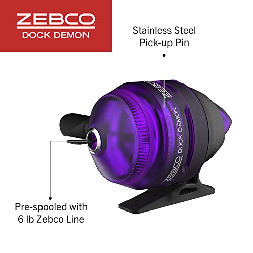 Image of Zebco Dock Demon Spinning Reel or Spincast Reel and Fishing Rod Combo, 30-Inch Durable Fiberglass Rod, QuickSet Anti-Reverse Fishing Reel