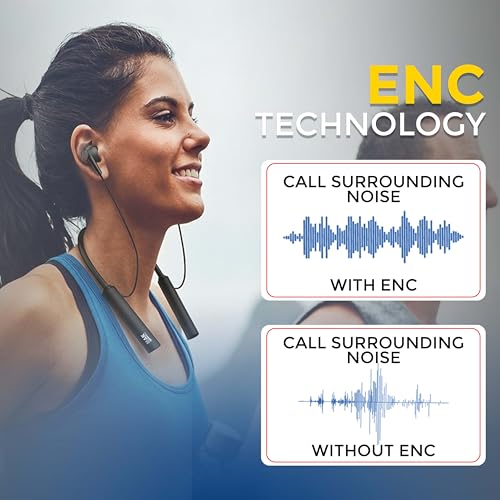 Image of MAK Stylish Bluetooth Neckband Headset with 12mm Dynamic Bass Driver, Magnetic Earbuds, Fast Type-C Charging & All-Day Comfort in Black.