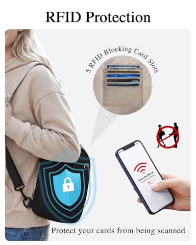 Image of Sling Bag Nylon Crossbody Bags for Women with Anti-theft RFID Blocking Pocket Cross Body Purse Adjustable Shoulder Strap