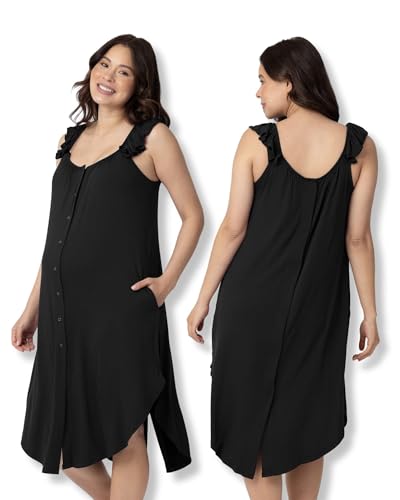 Image of Kindred Bravely Ruffle Strap Labor and Delivery Gown | 3 In 1 Labor, Delivery, Nursing Gown for Hospital