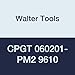 Walter Tools CPGT 060201-PM2 9610 Carbide Tiger-Tec Positive Indexable Turning Insert, 0.004" Corner Radius, 1/4" IC, 3/32" Thick, 0.005" - 0.050" Depth of Cut (Pack of 10)