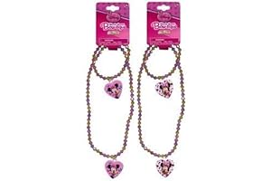 UPD Minnie Mouse Necklace and Bracelet Set (1 Pink Set + 1 Purple Set)
