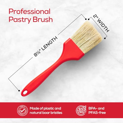Image of King Arthur Baking Company Professional Pastry Brush, Natural Boar Bristles, 2-Inch, For Butter, Egg Wash, Glaze And Baking Prep (Pack of 2)
