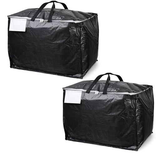 Moving & Storage Bags – HEAVY DUTY 100L - PREMIUM Grade, Reusable Zippered Tote for Moving House, Clothes Storage, Camping, Attic & More – Industrial Strength Laundry & Utility Bag (2 Bags)