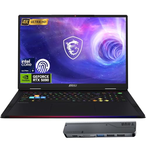 Image of MSI Raider 18 HX RTX 5090 Gaming Laptop, 18 inch 4K UHD+, Intel Core Ultra 9 285HX, 96GB DDR5, 4TB SSD, SteelSeries per-Key RGB KB, FP Reader, Thunderbolt 5, Bundle with Thunderobot 7 in-1 USB-C Hub
