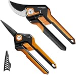 PrunePro Pruning Shears Gardening Scissors Set Professional Hand Pruner Sharp Stainless Steel Blade Garden Scissors Plant Flower Garden Clipper Orange
