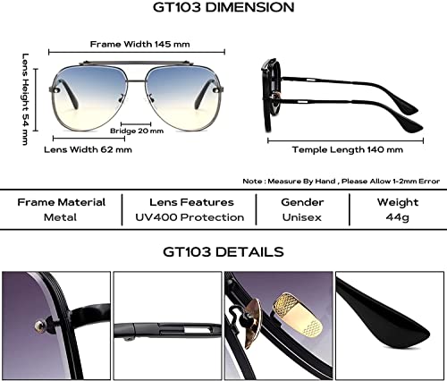 Image of ELEGANTE UV Protected Driving Vintage Pilot Gradient Metal Body Aviator Sunglasses for Men and Women