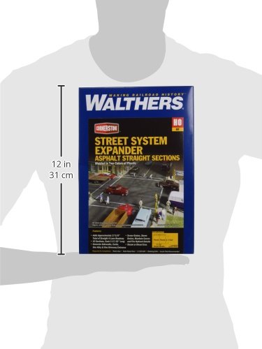 Walthers Cornerstone Asphalt Street System-Straight Sections pkg(10) with Accessories 933-3195 HO Scale Model Railroad - Scenery Kit - Image 3