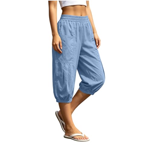 Capris For Women With Pockets Pull On Cuffed Hem Wode Leg Pants Summer High Waisted Capris Pleated Fall Fashion Capri Pants With Pockets Comfy Bottoms Dressly Capsule Wardrobe For Women 2026