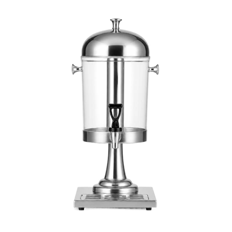 Distributeur de Jus 8L - Réservoir Transparent - Cylindre à Glace - Robinet Anti-Goutte - Inox