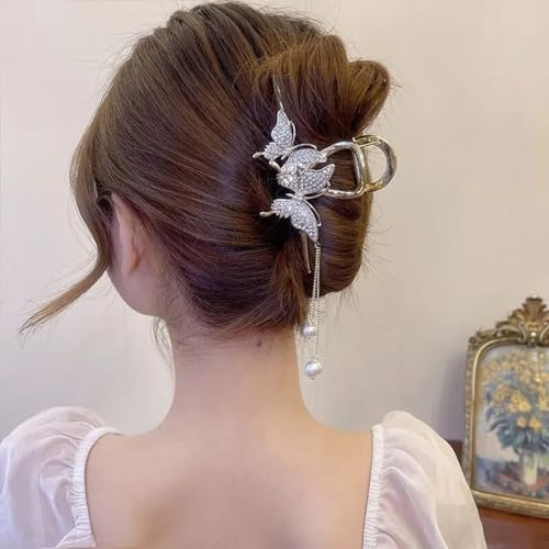 Image of Hair Clutcher For Women | Stylish Hair Claws For Girls | Trendy Alloy Metal Clips | Fashionable Girls Hair Accessories | Suitable In Various Occasions (Rhimestone) Pack Of 1
