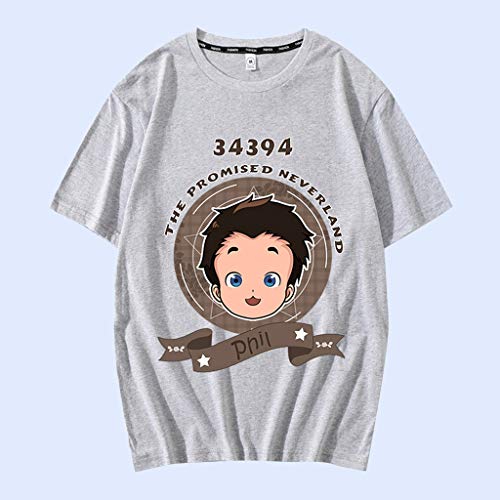 Nova camisa cinza The Promised Neverland masculina e feminina de algodão anime Emma Norman Ray camis
