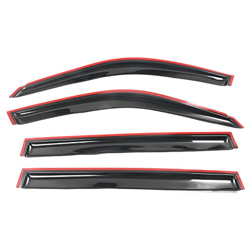 Window Visor Compatible with 2001-2007 Toyota Highlander, Slim Style Dark Smoke Tint Acrylic Shade Rain Sun Guard Wind Vent Air Deflector by IKON MOTORSPORTS, 2002 2003 2004 2005 2006 by IKON MOTORSPORTS - Image 5