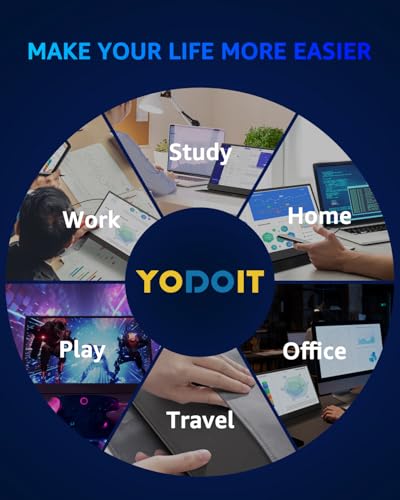 Image of Yodoit 4K Portable Monitor, 16 inch 3840x2400 UHD IPS Travel Screen 1200nit Sunlight-Readable with 145% sRGB, 2000:1 Contrast for Photo Editing Outdoor Work Compatible with Laptop PC Mac PS5 Black