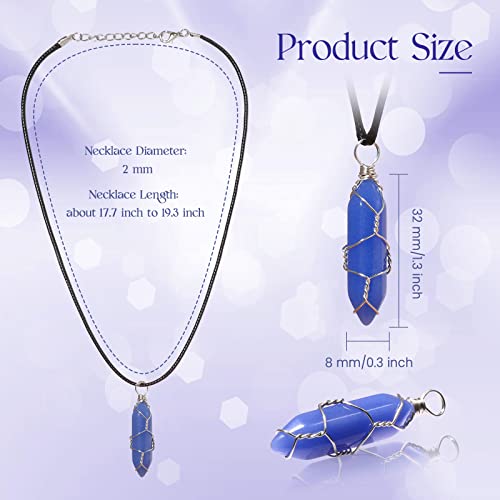 TXIN Glow in the Dark Crystal Pendant Necklace - Silver Wire Wrapped Luminous Hexagonal Stone With Black Cord - 10 Colors Fluorescent Natural Quartz2