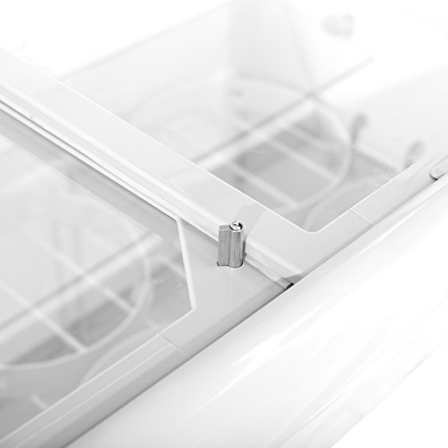 Duura Commercial Mobile Ice Cream Display Chest Freezer Sub Zero Temp Flat Glass Top Frost Free Lid with Wire Baskets, 52 Inch Wide 14 Cubic Feet, White on Fridge.com