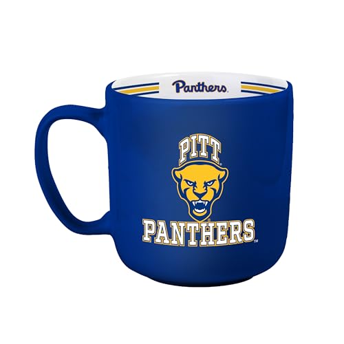 Image of Logo Brands NCAA Pittsburgh Panthers 15 oz Stripe Coffee Mug - Vintage Team Logo, Inside Print & Stripes, Microwave & Dishwasher Safe- Great Gift For Fans & Alumni