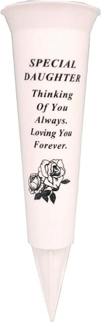 Graveside Memorial Vases/Flower Holders Ornament, Engraved with a Funeral Verse | A Personalised Plastic Spike Grave Decoration Ornament for your Loved Ones (Special daughter)