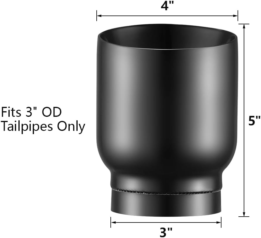 A-KARCK Double Wall Exhaust Tips Black Chrome 3" Inlet, Muffler Tip with Never Fading and Peeling Coating, 3" Inlet 4" Outlet 5" Long