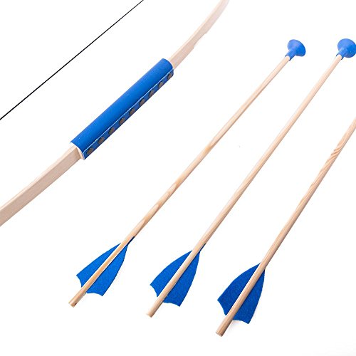 VAH - Stabiler Kinder- und Junior- Bogen aus regionalem Eschen-Holz inkl. 3 Saugnapf-Pfeilen, Pfeil und Bogen Set [Ideal zum Bogenschiessen Lernen | echtes Handwerk | Made in Germany]