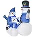 Produktbild HOMCOM Schneemann Familie Selbstaufblasbare Dekoration LED mit Gebläse Blau L100 x B55 x H120 cm