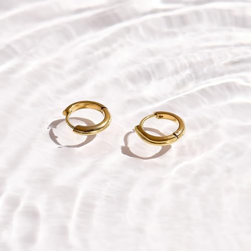 WATERPROOF Gold or Silver Plated Stainless Steel Smooth Curve Hoop Earrings3