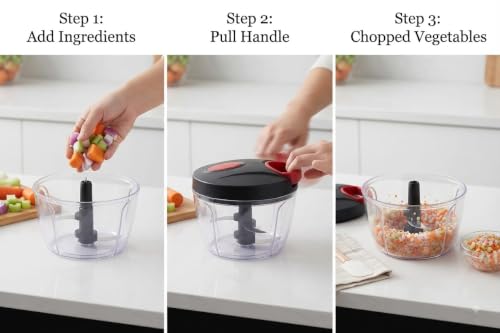 Image of Choose NEW S.K Manual Vegetable Chopper Pack of 2, 450 ml Each | Pull String Food Processor with Stainless Steel Blades | Onion, Garlic, Chilli & Vegetable Cutter | Manual Kitchen Chopper