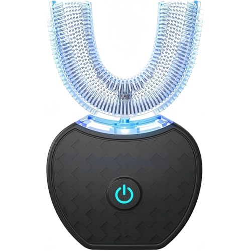 SSZY 電動音波歯ブラシ、電動 歯ブラシ 自動洗浄歯ブラシ、U字歯、360°超音波電動歯ブラシ、充電式 (ブラック)