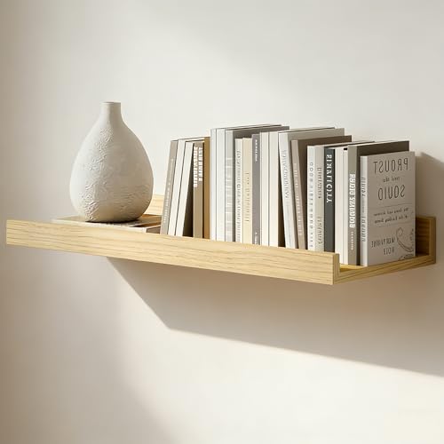 LNSYSNS Tablette Murale Bois 30 x 15cm, Horizontal Design Etagere Murale Chambre en Pin, Etagere Flottante pour Cuisine, Salon et Bureau, Couleur du Bois Tablette Salle...