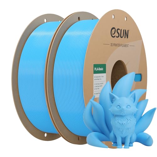 Image of eSUN PLA Basic Filament 1.75mm Light Blue, 1KG Spool (2.2 LBS) 3D Printer PLA Filament, Fits for Most FDM 3D Printers, 2PCS Bundle Set
