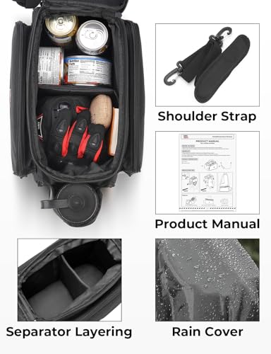 image for KEMIMOTO Bike Rear Rack Bag Bicycle Trunk Bag Expandable 10-20L Capaci
