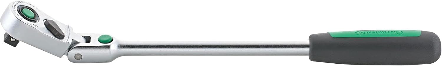 Stahlwille 12261010 QuickRelease Fine-Tooth Flexible-Joint Ratchet with 80 Teeth, Reversible, Non-Slip 2 Component Handle, Registered Design, Length 300mm, Made in Germany