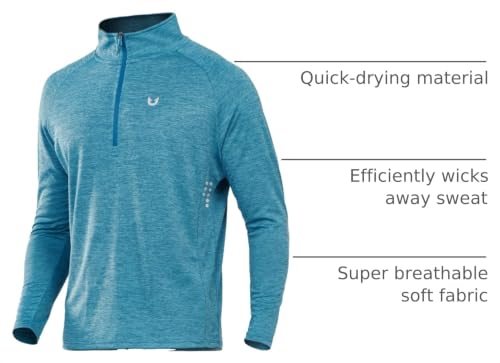 Image of NORTHYARD Men's Quarter Zip Pullover Athletic Running Shirt Long Sleeve | 1 /4 Zip Top, Quick Dry Lightweight, Moisture Wicking Breathable, Reflective Strips, Performance Workout Gym, Hiking Sports