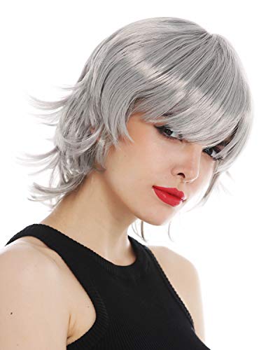 WIG ME UP - 60297-ZA68A Parrucca Donna Carnevale Cosplay Corta Ciocche scompigliate Grigio Androgino