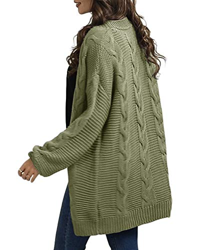 Image of Womens Oversized Chunky Open Front Cardigan Sweaters Cable Knit Long Sleeve Cardigans Outwear Coats