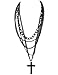 OVERMAL Fashion Retro Multi-layer Chains Pendant Black Cross Metal Long Necklace