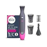 Veet Expert All-In-One Trimmer, Rasoio elettrico donna, Viso e parti intime, Epilatore elettrico donna 100% waterproof, 2 testine e 3 pettini guida, Rasatura ad alta precisione, Cordless