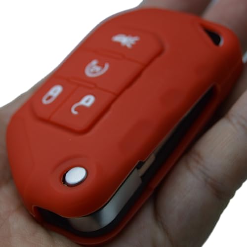 Image of Silicone Remote Key Fob Case Covers Protectors for Jeep Wrangler Rubicon 392 JL JLU Wagoneer Gladiator JT Flip Fold Remote