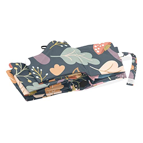 Sletend Automatic Umbrella Autumn Forest Jungle Animal Fox Owl Hedgehog One Touch Auto Open And Close Button Compact Travel Umbrella For Women Men Kid #TOP5